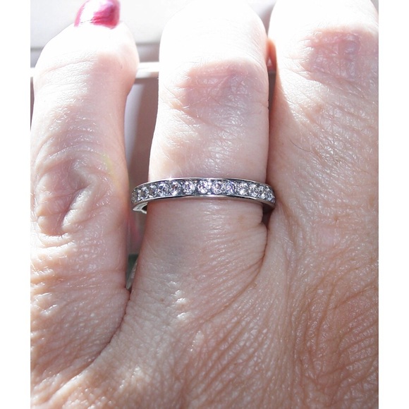 STAINLESS STEEL Cubic Zirconia Eternity Band Ring - Picture 5 of 13